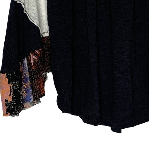 Free People XS Oversized Friday Fever Pullover Blouse Colorblock Kimono Sleeve - Picture 4 of 8